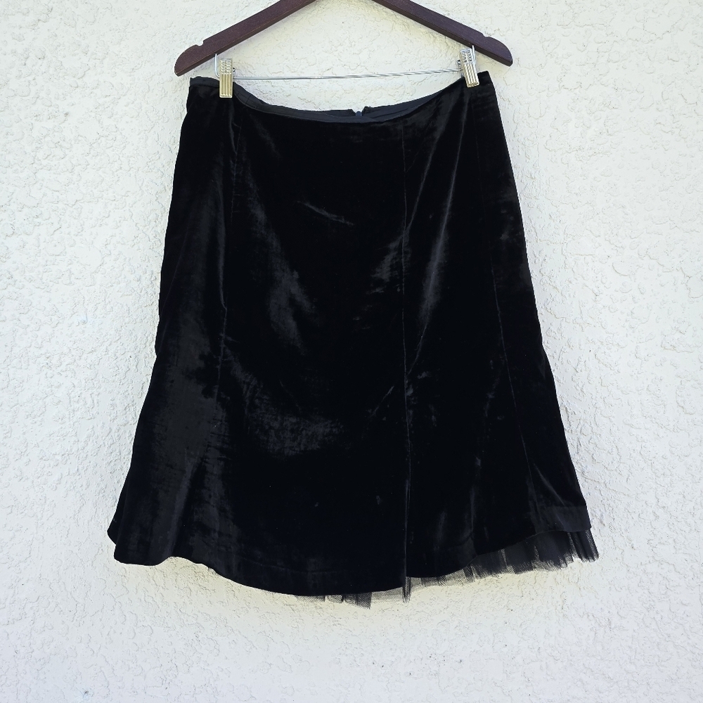 Vintage Victor Costa Occasion Black Velvet Skirt. - Picture 1 of 6